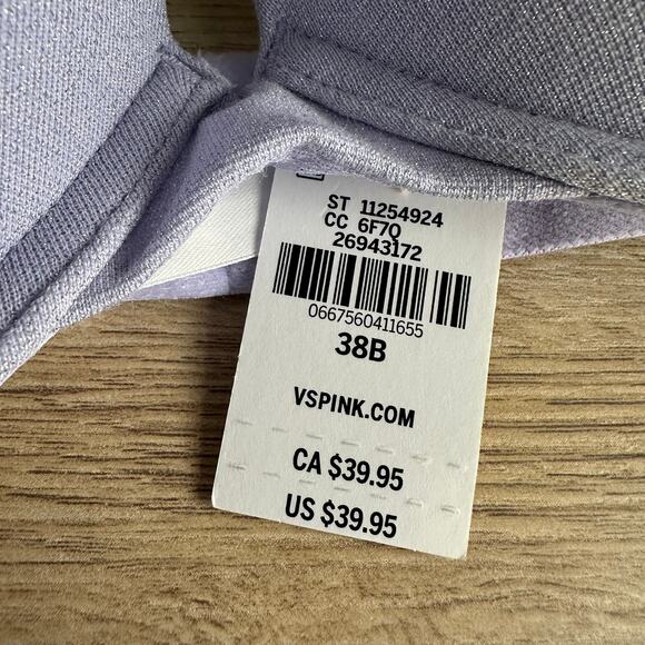 PINK Victoria's Secret Wear Everywhere Super Push Up Bra Purple Shimmer 38B - Picture 3 of 11